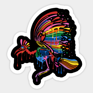 Skeleton Rainbow Bird Sticker